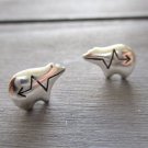 New Sterling Silver Heartline Bear Stud / Post Earrings, Unisex, 1/2"