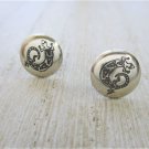 New Sterling Silver Sourthwest Lizard Button Stud / Post Earrings, Unisex, 7/16"