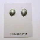 New Sterling Silver & Genuine Oval Concho Burst Post Earrings, Unisex, 5/16"