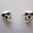 New Sterling Silver Sugar Skull Skeleton Stud / Post Earrings, Unisex, 3/8"