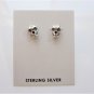 New Sterling Silver Sugar Skull Skeleton Stud / Post Earrings, Unisex, 3/8"