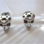 New Sterling Silver Sugar Skull Skeleton Stud / Post Earrings, Unisex, 3/8"
