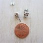 New Sterling Silver Sugar Skull Skeleton Stud / Post Earrings, Unisex, 3/8"