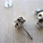 New Sterling Silver Sugar Skull Skeleton Stud / Post Earrings, Unisex, 3/8"