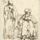 Antique Print-GENRE-FIGURES-Rembrandt-Pool-ca. 1720