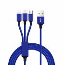 Tghazcc One Drag Three Data Lines Fast Charge Three in One Data Line Mobile Phone charging Blue