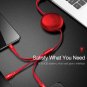 Tghazcc Multi Retractable Fast Charger Cord,Multiple Charging CableUSB with Type-C iOS Micro USB Red