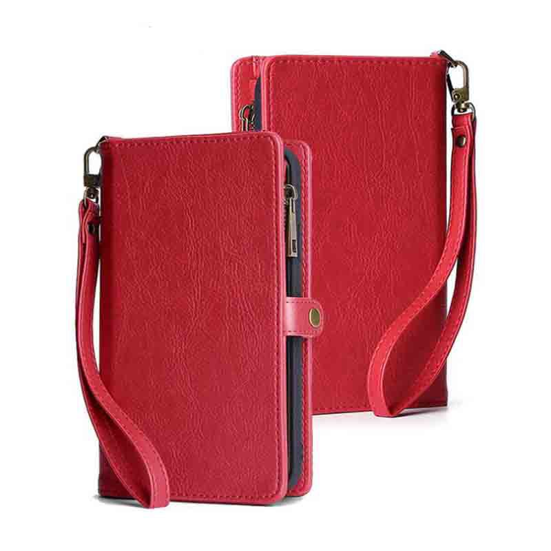 Tghazcc 11 Pro Max Case with Credit Card Holder Slot Wrist Strap Leather Protective Cover Red