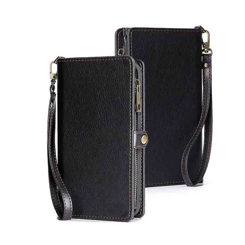 Tghazcc 11 Pro Max Case with Credit Card Holder Slot Wrist Strap Leather Protective Cover Black