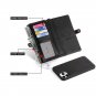Tghazcc 11 Pro Max Case with Credit Card Holder Slot Wrist Strap Leather Protective Cover Black