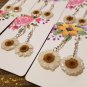Real dried flower earrings, small daisy jewelry, Pressed chrysanthemum