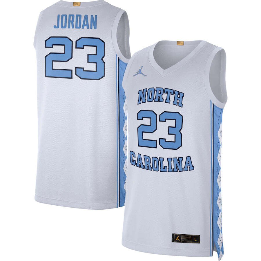 UNC MICHAEL JORDAN WHITE COLLEGE BASKETBALL JERSEY