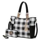 MKF Collection Bonita Checkered Tote 2 Pcs Women's Large Handbag with Wallet