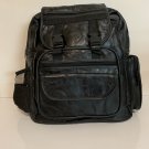 Patch Leather Backpack , color black