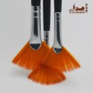 3Pcs/Set Kids Student fan shap Gouache Painting Pen Nylon Hair Wooden Handle Paint Brush