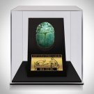 Funerary Scarab Bead - Glazed Steatite Funerary Scarab Bead From 664-332 BC Custom Museum Display