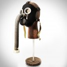 Gas Mask- Authentic Soviet Russian Cold War Antique Gas Mask & Leather Head Stand - Black