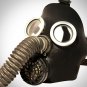 Gas Mask- Authentic Soviet Russian Cold War Antique Gas Mask & Leather Head Stand - Black