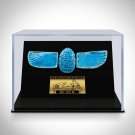 Winged Blue Scarab - Ancient Egyptian Blue Faience Winged Scarab 360-300 BC Custom Museum Display