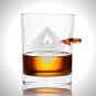 Flammable Liquid Shot Glass - Handmade Etched Rock Glass Shot Glass with Embedded Bullet