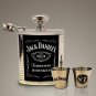 Jack Daniels Original Flask & 2 Stainless Steel Shot Glasses