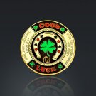 24K Gold Plated 'Good Luck Clover' Poker Chip Card Guard