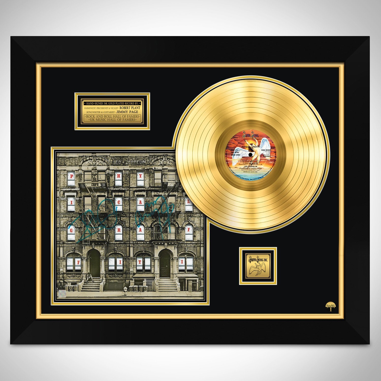 Led Zeppelin 'Physical Graffiti' Hand-Signed 24K Gold Plated Lp Custom Frame