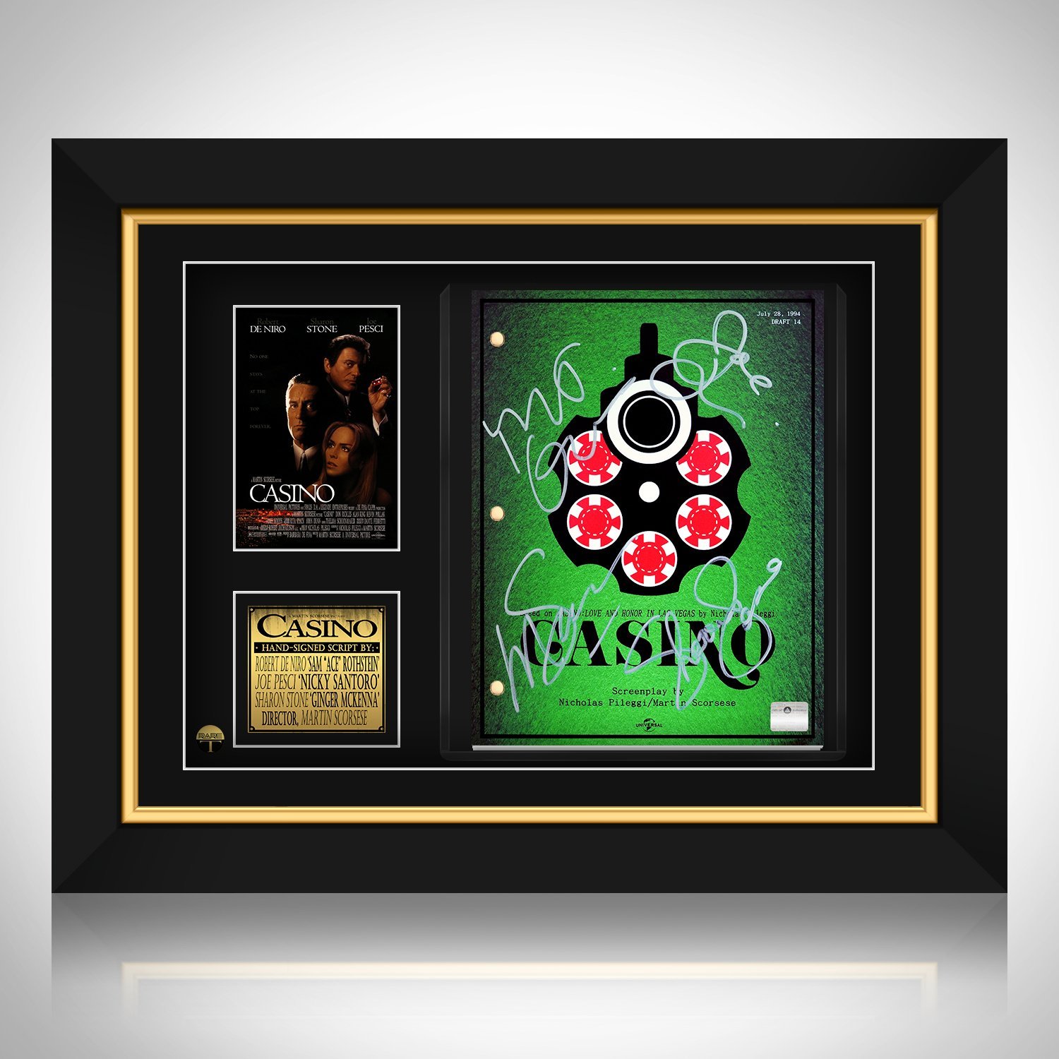 Casino- Hand-Signed Script by Robert De Niro, Joe Pesci, Sharon Stone & Martin Scorsese Custom Frame