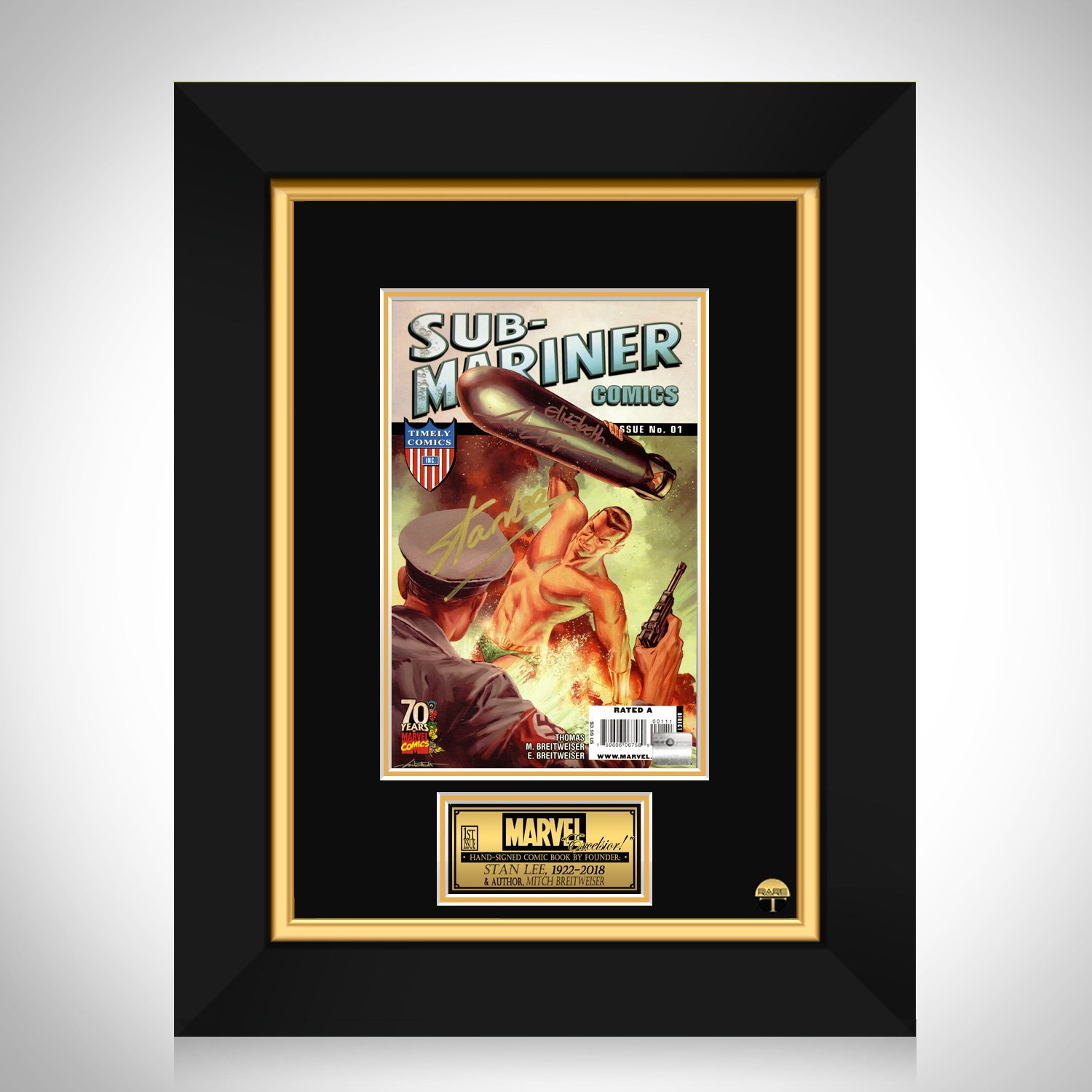 Sub-Mariner Comics 70Th Anniversary #1 Hand-Signed By Mitch Breitweiser & Stan Lee Custom Frame
