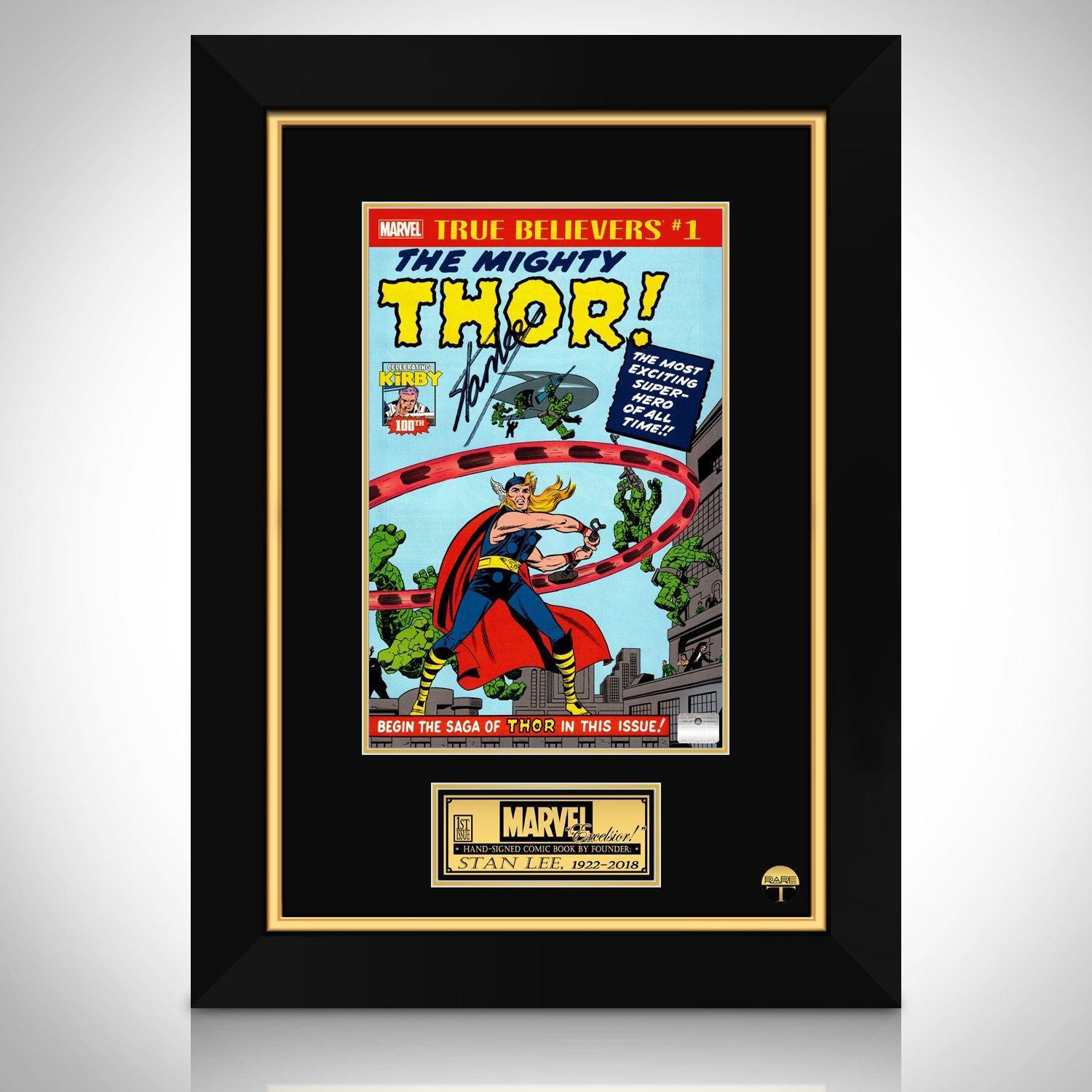 The Mighty Thor #1- True Believers Hand-Signed Comic Book By Stan Lee Custom Frame