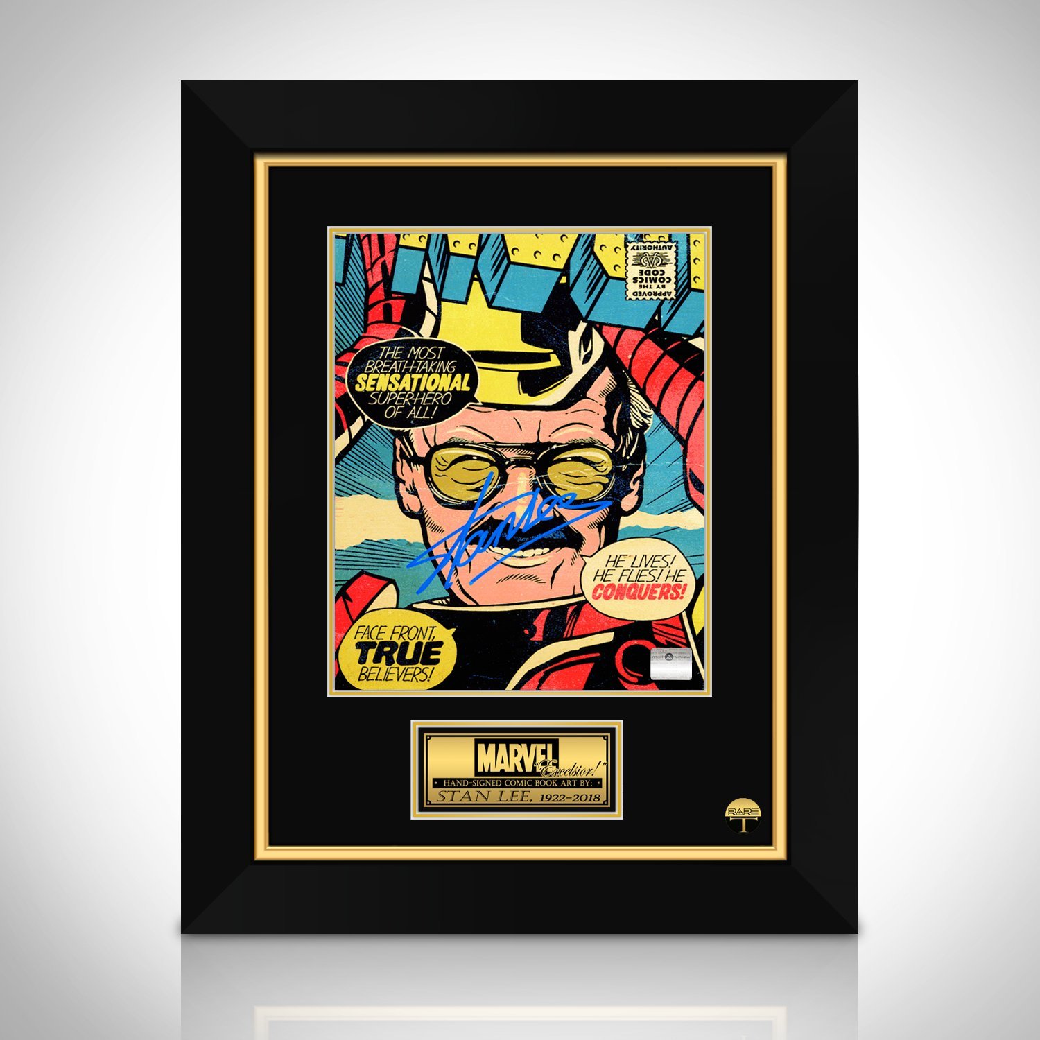 Stan Lee- 'Iron Man' Hand-Signed Caricature Art Print by Stan Lee Custom Frame