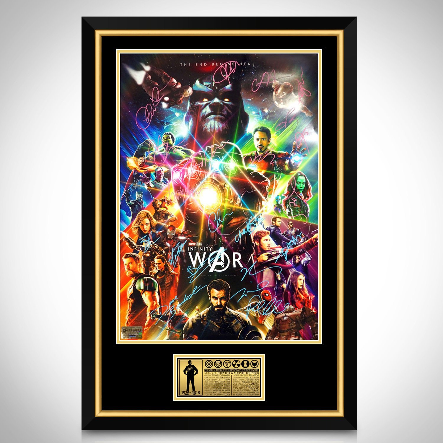 Infinity War - Hand-Signed Movie Poster By 20 Cast Members & Stan Lee Custom Frame