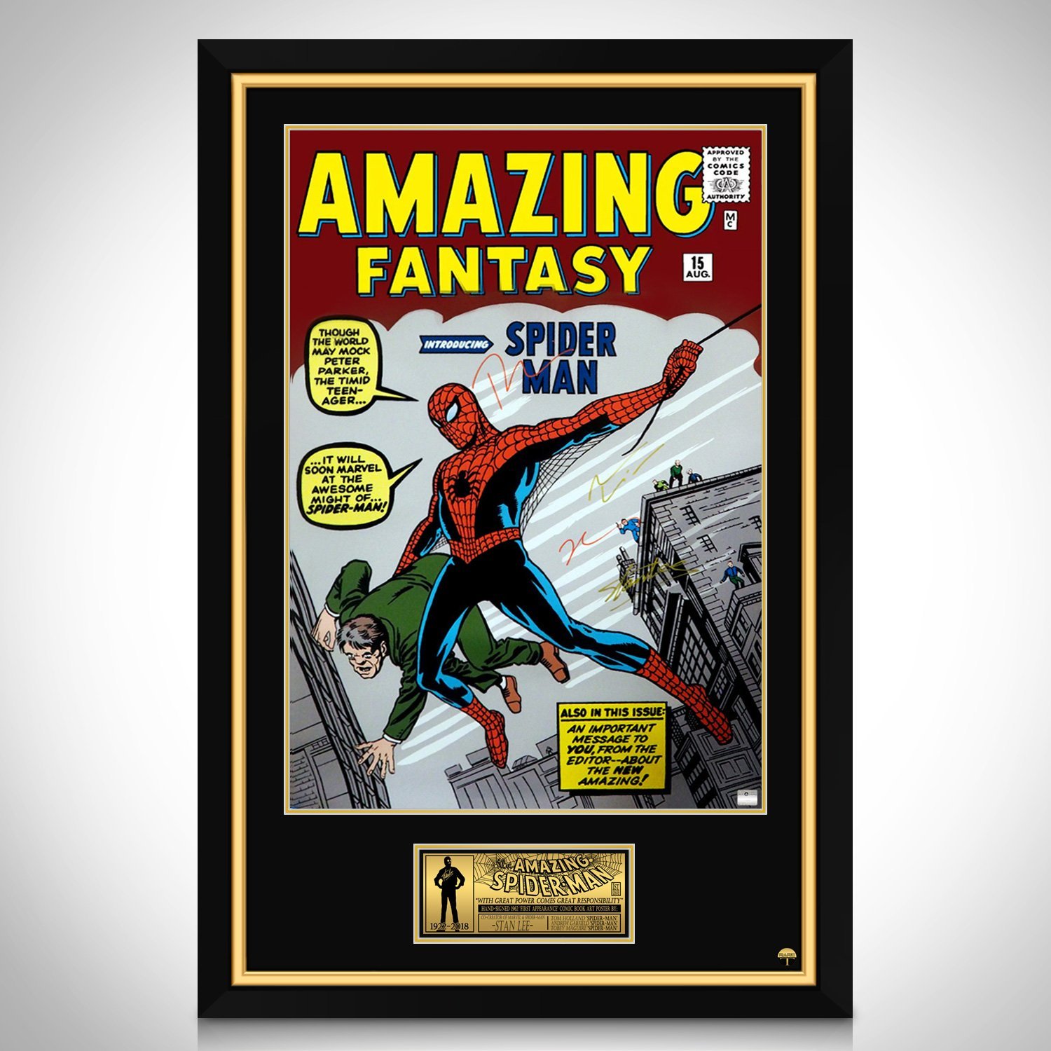 Spider-Man Hand-Signed Comic Cover Poster By Tom Holland, Andrew Garfield,Tobey Maguire & Stan Lee