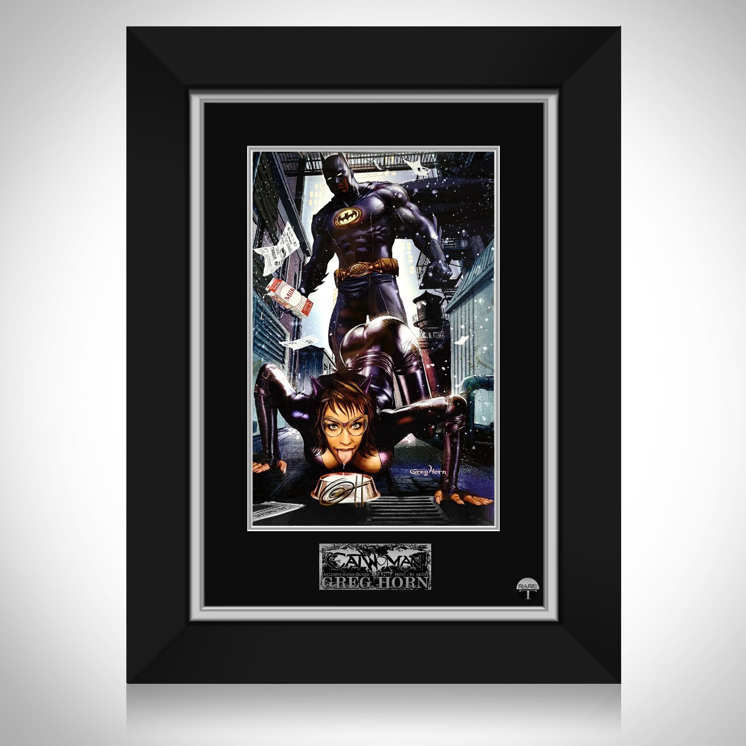Batman & Catwoman 'Got Milk' HandSigned Artwork Print By Artist Greg