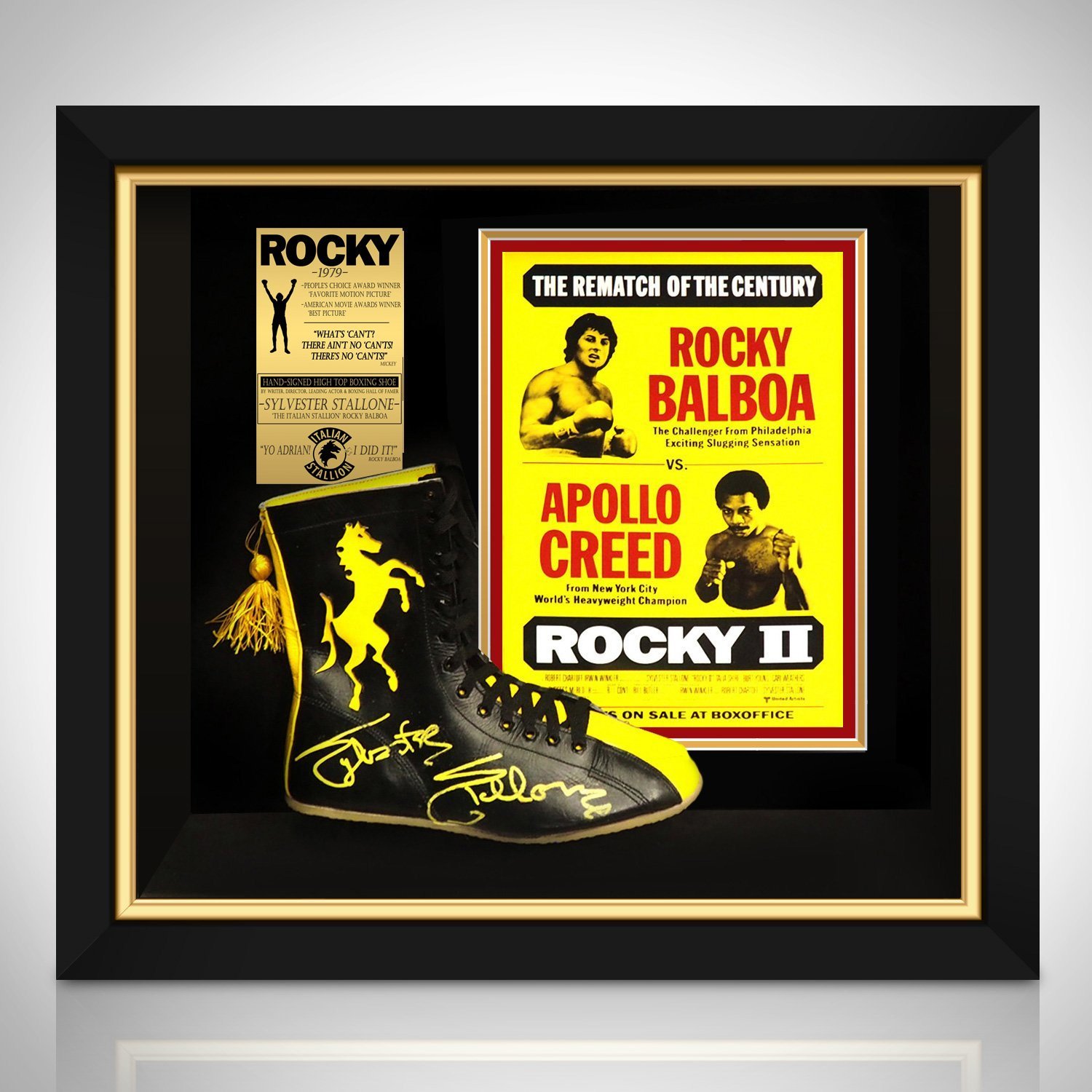 Rocky - Psa/Dna Certified Hand-Signed Boxing Boot By Sylvester Stallone Custom Frame