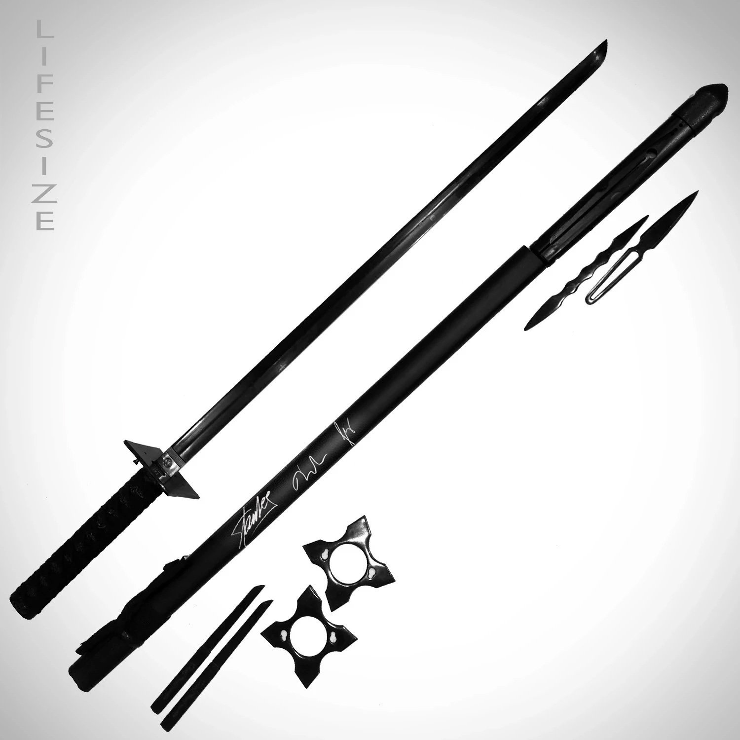 Deadpool Ninja Katana Hand-Signed By Stan Lee, Josh Brolin & Ryan Reynolds Sword Prop