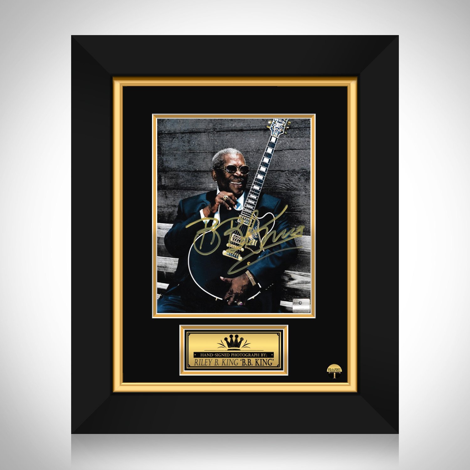 B.B. King - Hand-Signed Riley Sitting With Guitar Photo Custom Frame