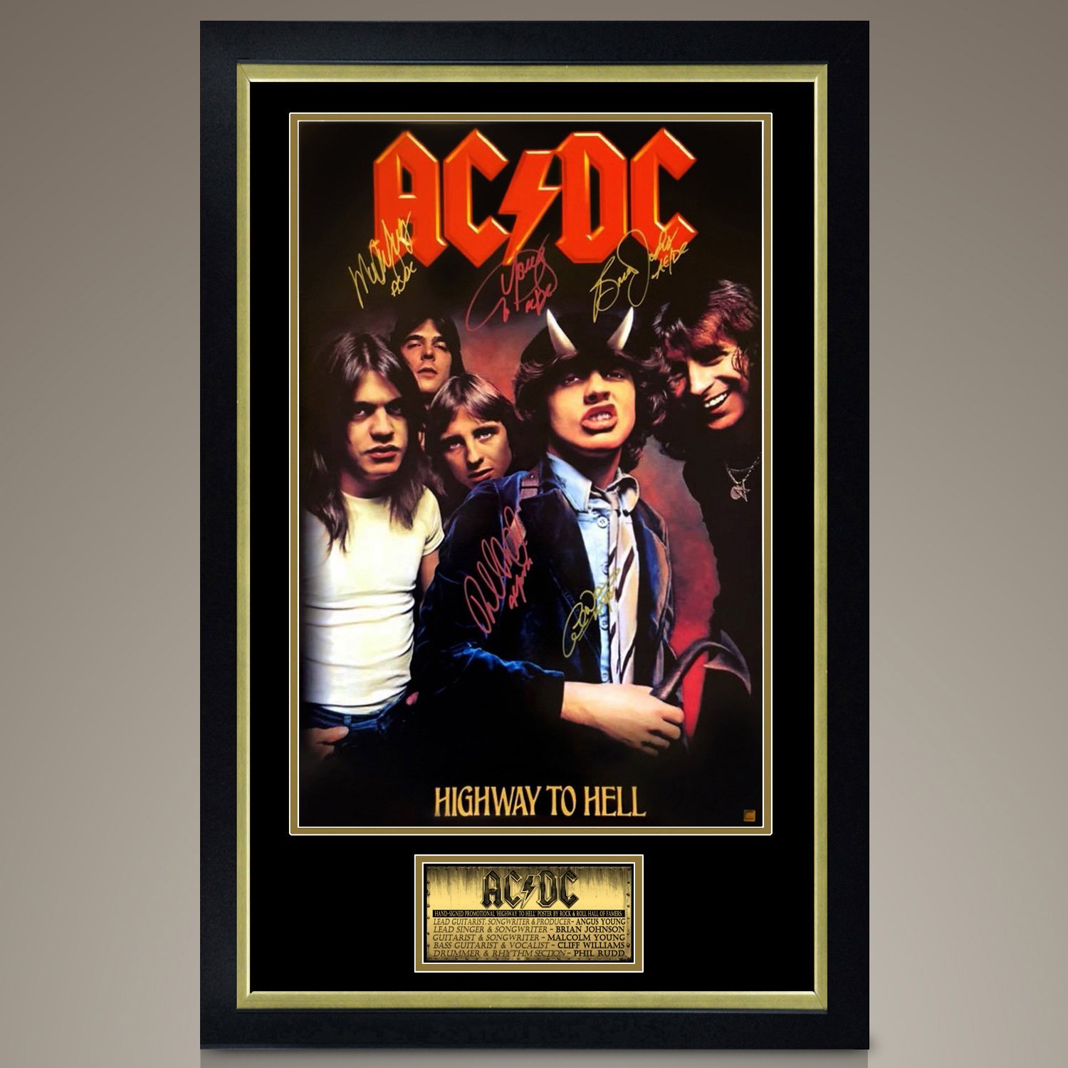 Ac/Dc- Limited Edition Hand-Signed Poster by Band Members Custom Frame