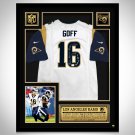La Rams- Team Hand-Signed #16 Jared Goff White Jersey Custom Frame