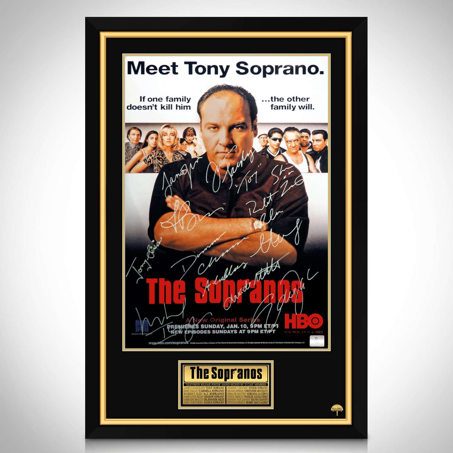 The Sopranos- Cast Hand-Signed Television Release Poster Custom Frame