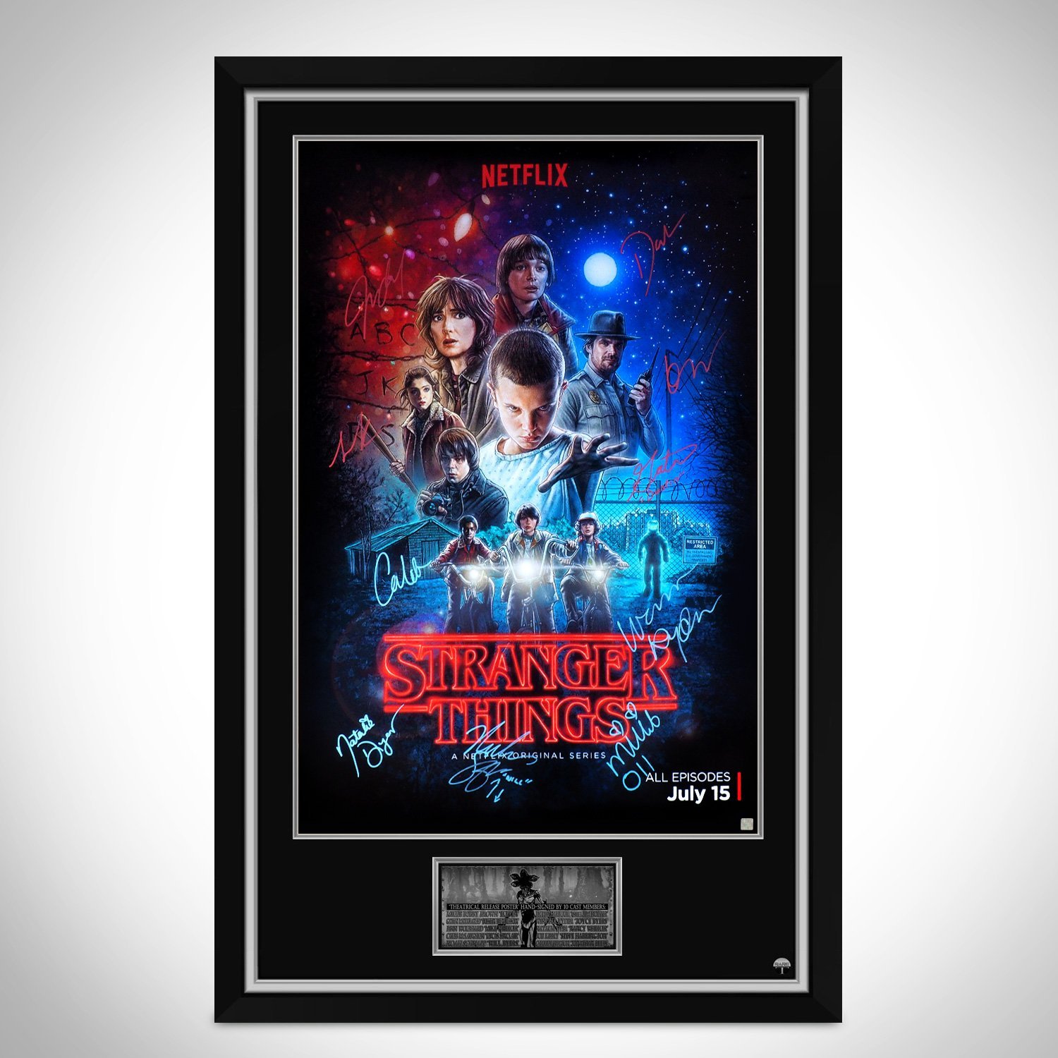 Stranger Things Cast Hand Signed Poster Custom Frame