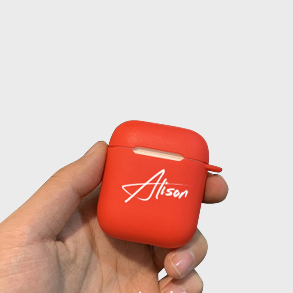 CUSTOM RED AIRPODS CASE WITH YOUR NAME ON