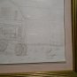 Original Pencil Hand Drawing  John Deere A Tractor and Barn in Gold Color Frame