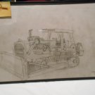 Original Pencil Hand Drawing Bulldozer in Poster Frame by Local WV Artist Matt Wenzel