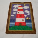 Plastic Canvas Hand Crafted Light House Scene (PL) red and white light house