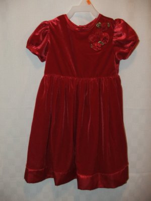 NWOT Red Short Sleeve Soft Valentine Dress 4T 4 T Flower made from Ribbon