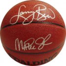 Lary Bird & Magic Johnson Signed Basketball (Mounted Memories)
