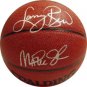 Lary Bird & Magic Johnson Signed Basketball (Mounted Memories)