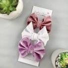Set of 3 Hand-tied Bows - 5 Inches - Clip - Spring Velvet Collection
