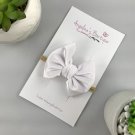 White Hand-tied Bow - 4 Inches - Nylon Headband- Spring Velvet Collection